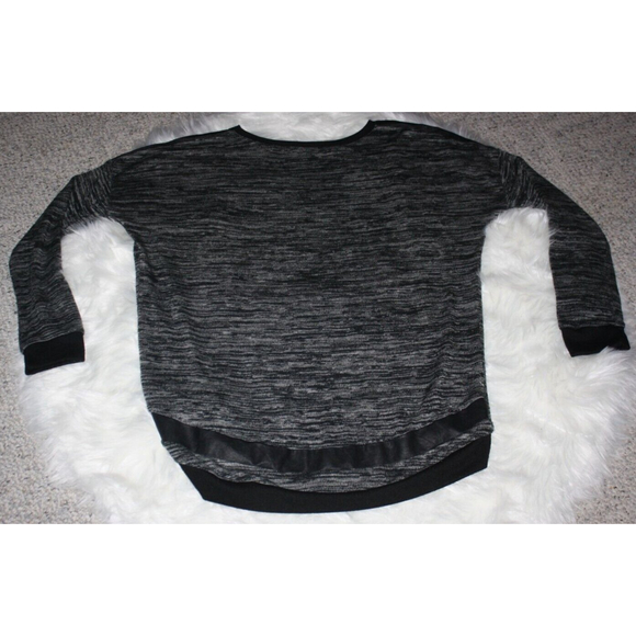 Olivaceous Hi-Low Sweater Black & Gray Sz M Leather Band LS GUC - Picture 4 of 6